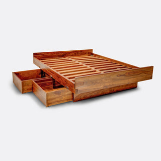 Rosewood Floating Bedframe with Drawers